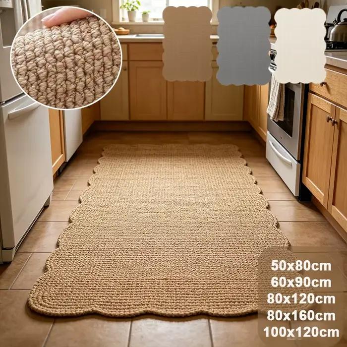Tapis de chambre à coucher antidérapant, 1 pièce, tapis de sol en jute tissé irrégulier pour salon, tapis vintage bohème, tapis durable pour sol de maison