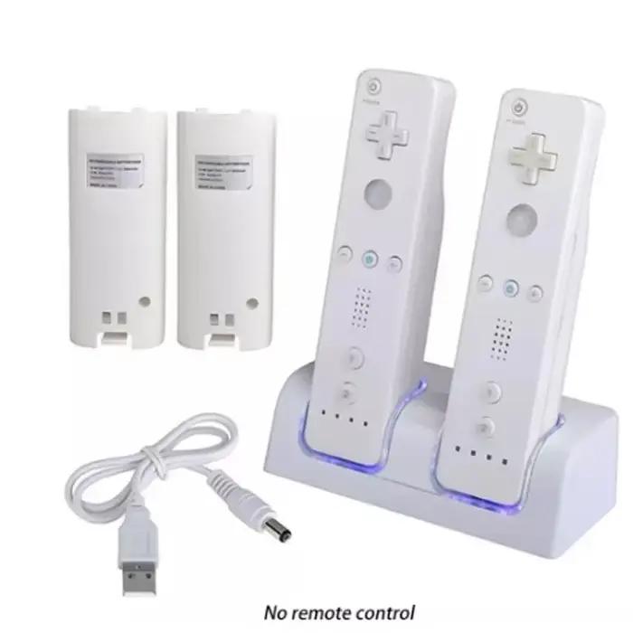 Station d'accueil avec support de charge à 2 Ports + 2 piles pour manette de jeu Wii