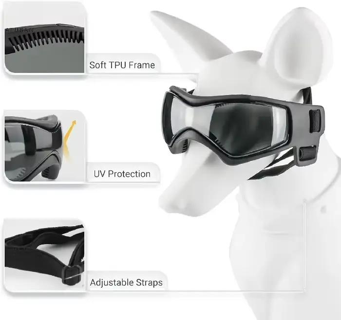 Casque et lunettes de protection pour petits chiens - Casque de moto pour animaux de compagnie avec trous pour les oreilles, sangles réglables pour la promenade des chiots