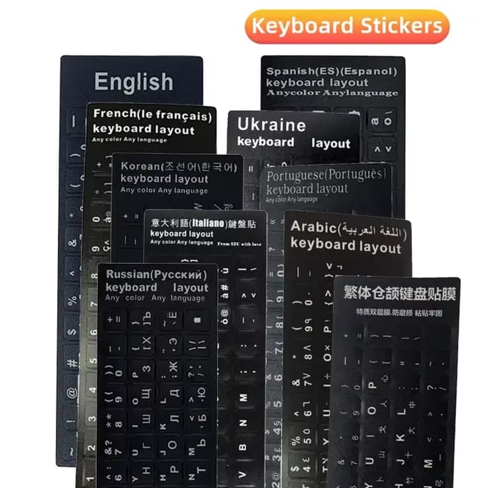 Autocollants pour clavier arabe russie ukrainien coréen italien français espagnol portugais ordinateur portable ordinateur de bureau bouton autocollants