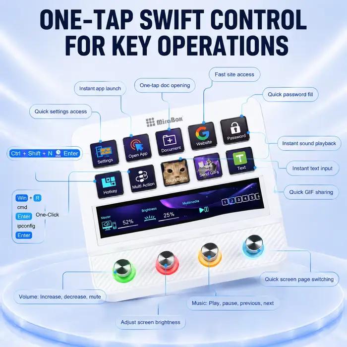 Clavier visuel programmable MiraBox Stream Deck N4 Pro pour bureau et portable occasions spéciales contrôle intuitif minimaliste