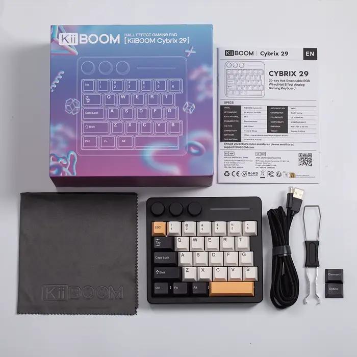 KiiBOOM Cybrix 29 29 touches + 3 boutons clavier de jeu magnétique à effet Hall filaire rapide CNC en aluminium et acrylique taux d'orientation 8Khz