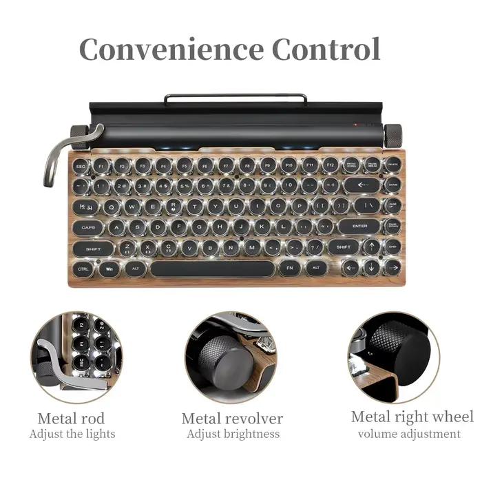 Vopewriter-Clavier mécanique rétro sans fil Bluetooth