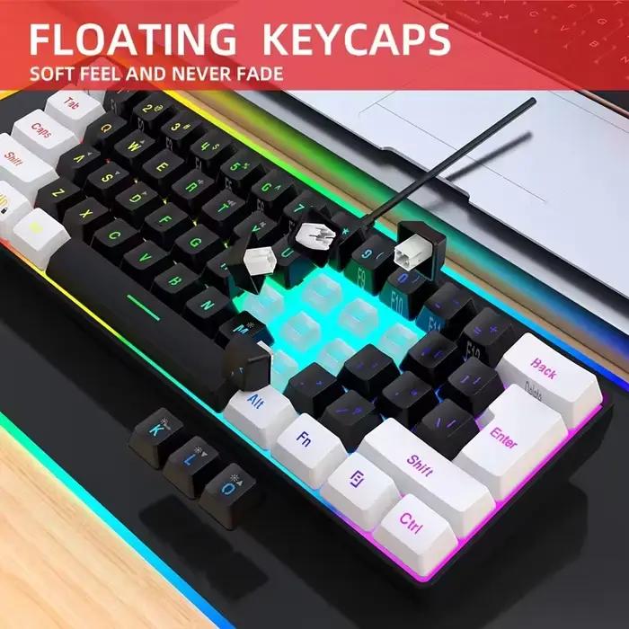 Mini ensemble clavier et souris filaires 60 % avec 61 touches