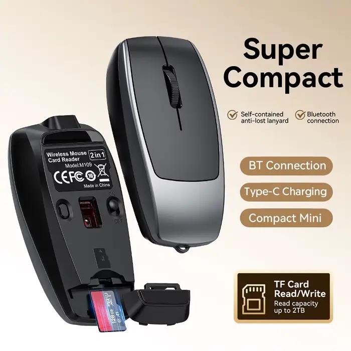 Mini souris Rechargeable avec convertisseur de lecteur de carte TF et corde suspendue type-c pour tablette