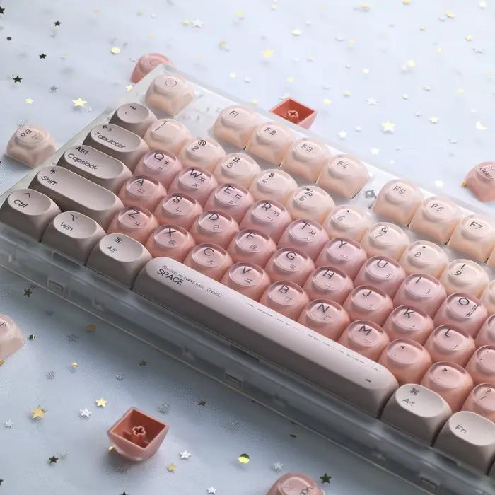 MAIMOOO Keycaps coréens roses Liquid Foundation 136 touches Hoa Pbt+Pc rondes