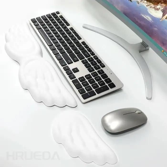 Clavier souris repose-poignet aile d'ange mousse à mémoire de forme tapis