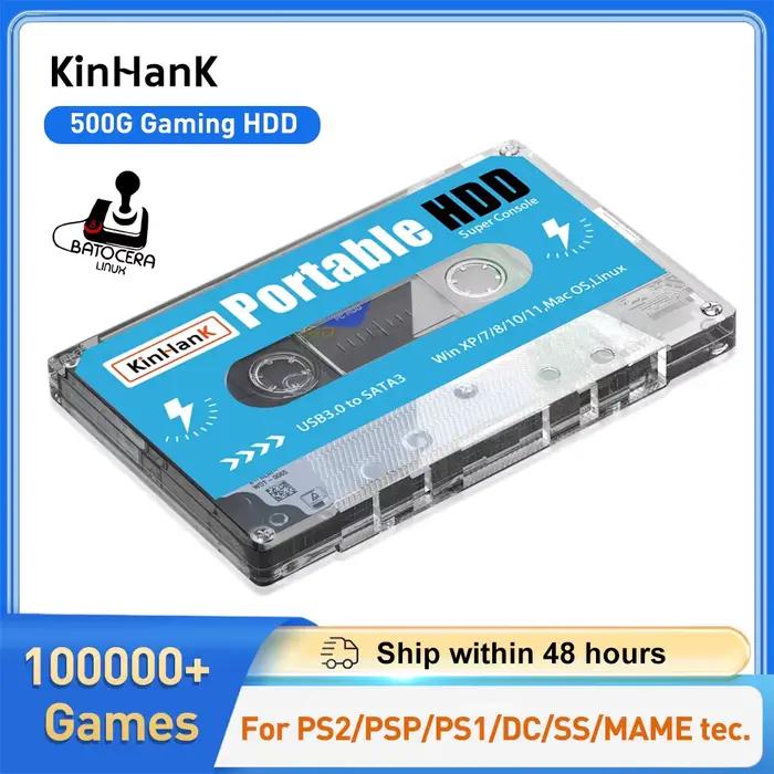 KINHANK 500G Gaming HDD Super Console 110000 jeux vidéo 70 emulatateurs MAME DC SS NAOMI PS2 PS1 Portable Plug and Play Batocera OS Occasions spéciales pour joueurs passionnés