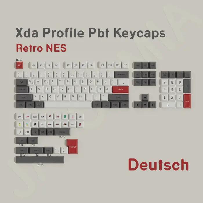 XDA PBT Keycaps DE ES FR KR EN RU Abnt2 Keycap colorant Sub rétro FC pour clavier mécanique de jeu disposition ISO personnalisé GMK67 Wooting