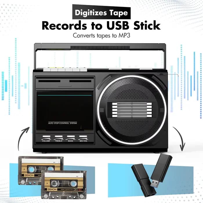 Enregistreur de cassettes rétro avec micro intégré