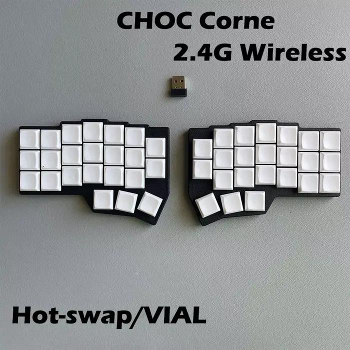 CHOC CORNE V4.1 clavier mécanique divisé ultra-mince à profil bas commutateur Kaih V1/V2 échange à chaud 2.4G sans fil VIAL Programmable