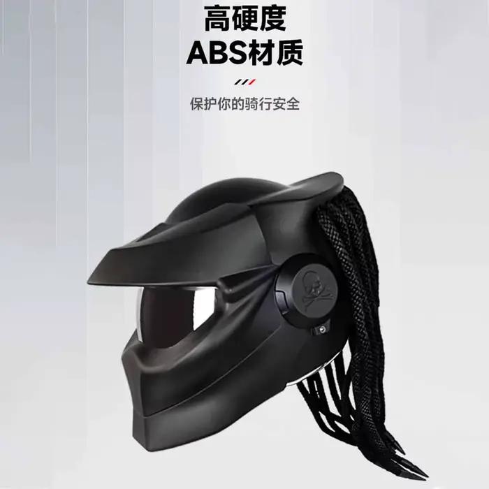Casque de motard intégral anti-chute, équipement de moto, protection respirante, masque de motocross, 256 dreadlocks noirs, usure à degrés