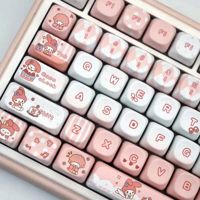 136 touches My Melody PBT Keycaps MOA Dye-Sub MX Ensemble de clavier mécanique pour 61/64/68/87/96/104/108