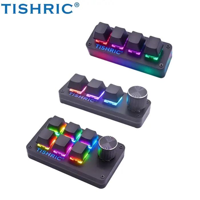 Clavier mécanique USB TISHRIC RGB personnalisé 3/6 touches 1 bouton rotatif