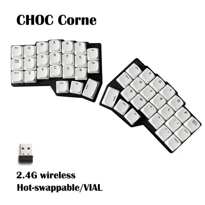 CHOC CORNE V4.1 clavier mécanique divisé ultra-mince à profil bas commutateur Kaih V1/V2 échange à chaud 2.4G sans fil VIAL Programmable
