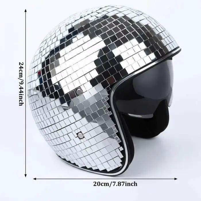 Casque Premium à Effet Miroir Scintillant Conception Entièrement Réfléchissante Visière Rétractable Rabattable Blanc Jaune Rouge Occasions Spéciales