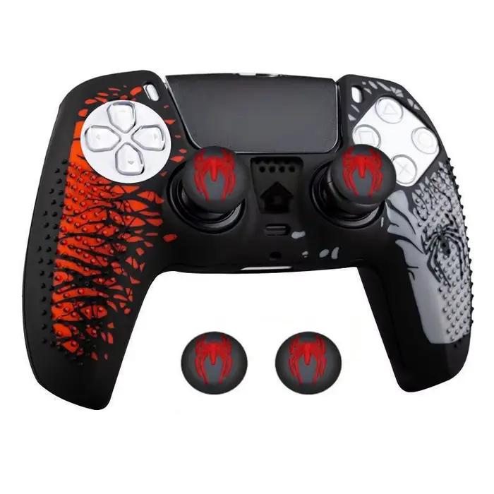 Pour PS5 Playstation 5 contrôleur housse de protection souple anti-dérapant peau de Silicone avec poignées de pouce bricolage personnalisé série araignée