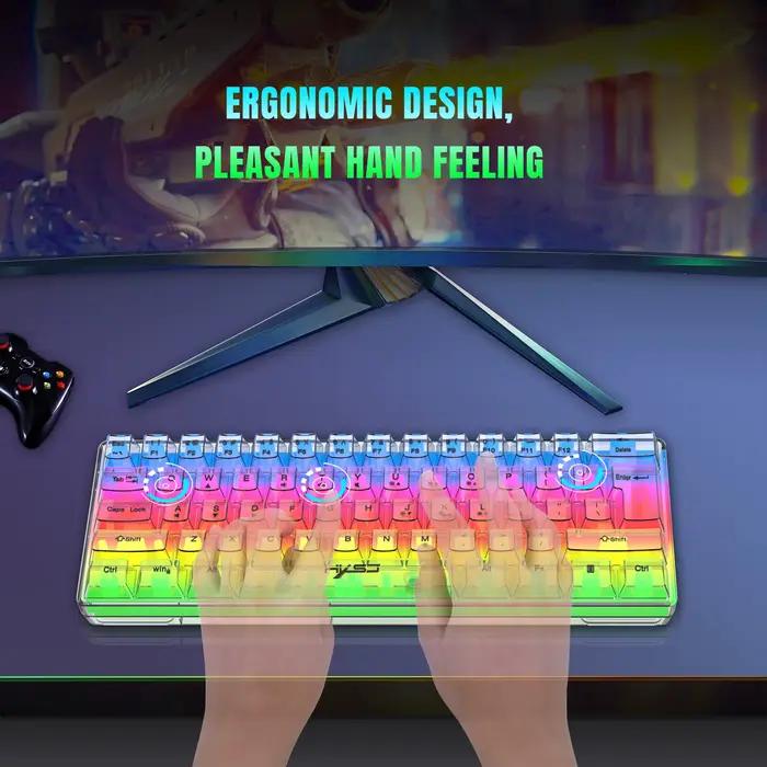 HXSJ 60% clavier de jeu Transparent filaire