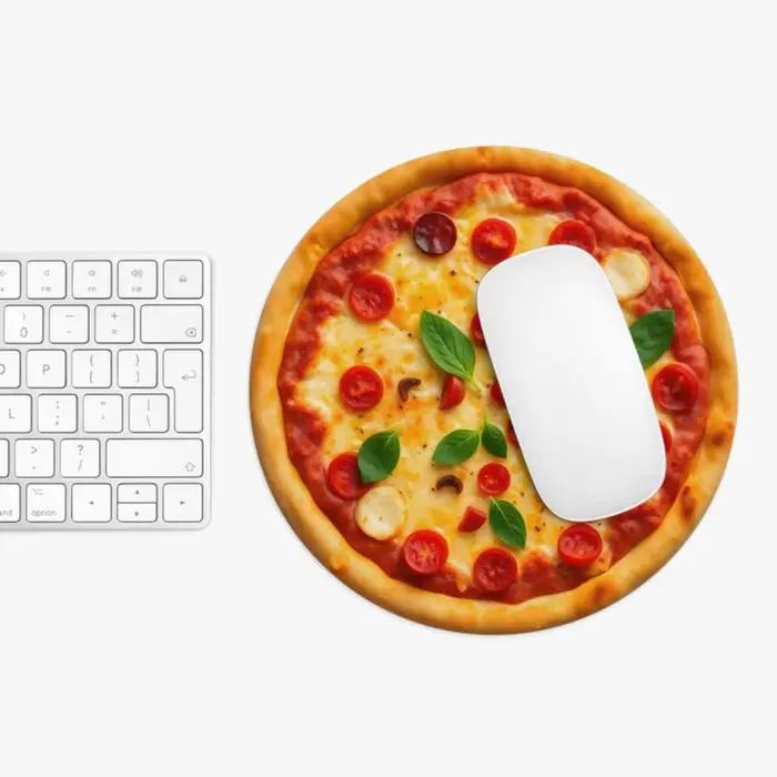 Tapis de souris rond à motif pizza