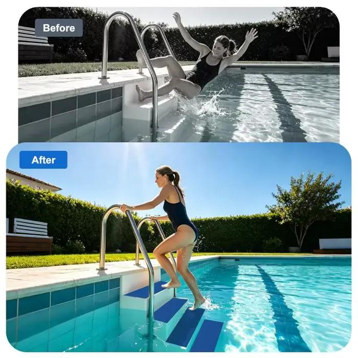 Tapis antidérapant pour marchepied de piscine, tapis pour échelle de piscine, coussin d'extérieur imperméable, tapis de sécurité antidérapant pour la maison, la cuisine et la salle de bain