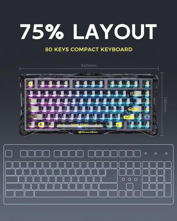 Clavier de jeu GravaStar Mercury K1 Lite 75% sans fil tri-mode 2
