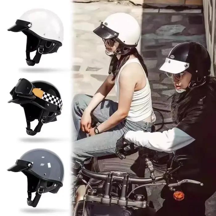 Demi-casque de Moto rétro pour hommes et femmes, casquette de sécurité pour Motocross, quatre saisons, Moto électrique japonaise, casque ouvert