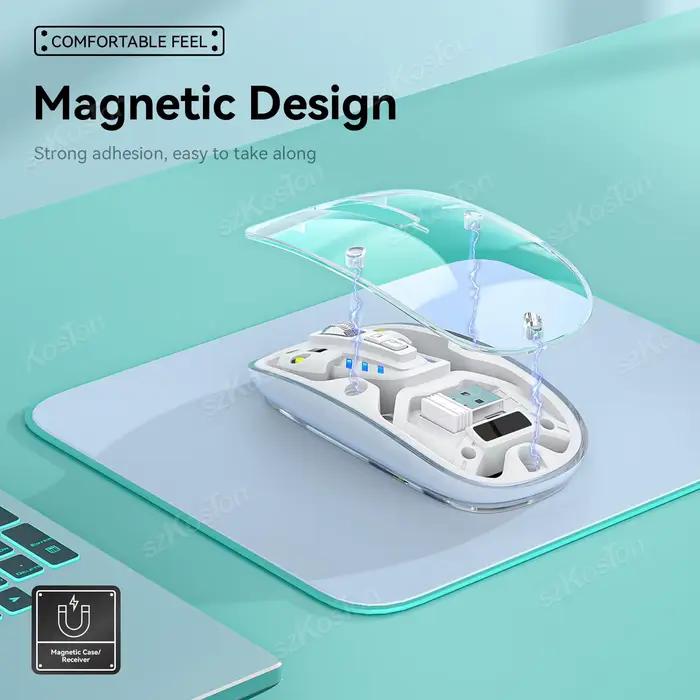 Transparent Wireless Mouse Technological Style 3 Modes BT1 BT2 2.4GHz 1600DPI Type C Rechargeable Silent