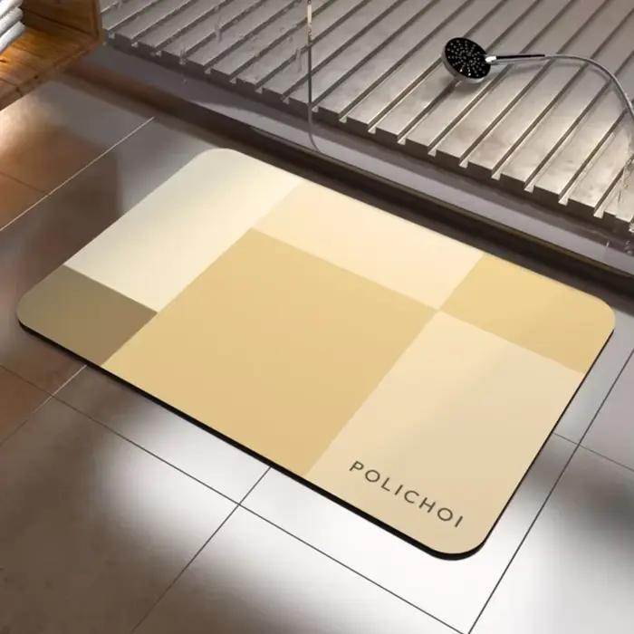 Tapis de pied en polymère de bain de pierre de luxe, terre de diatomées, absorbant, antidérapant, tapis de chambre, tapis de toilette, Doorvirus à séchage rapide