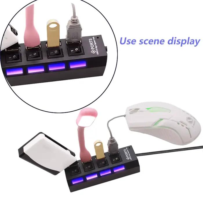 Multi USB Splitter airies avec interrupteur pour PC