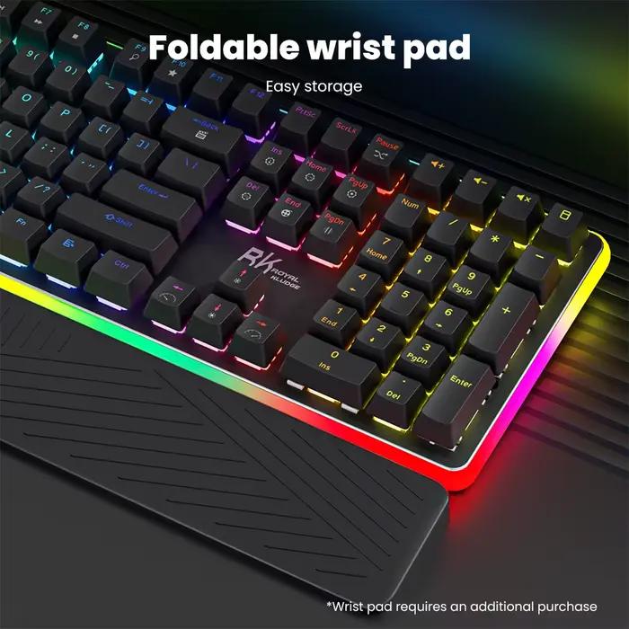 RK ROYAL KLUDGE RK918 clavier de jeu mécanique 100% 108 touches rétro-éclairage rvb avec Support de poignet grande lampe latérale d'amincage LED