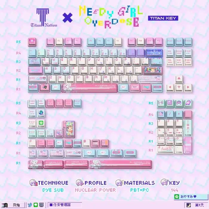 Needy Streamer Overload Keycaps Anime pour Clavier Mécanique