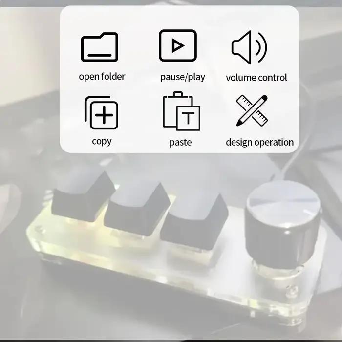 Rvb 3 touches 1 bouton filaire Mini clavier Macro programmation