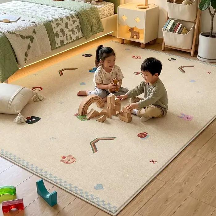 Tapis de décoration pour salon de grande surface, tapis moelleux et doux pour chambre à coucher, tapis épais en peluche pour salon, tapis lavable pour chambre d'enfant