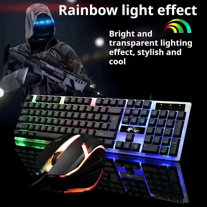 Clavier et souris filaires rétroéclairés arc-en-ciel