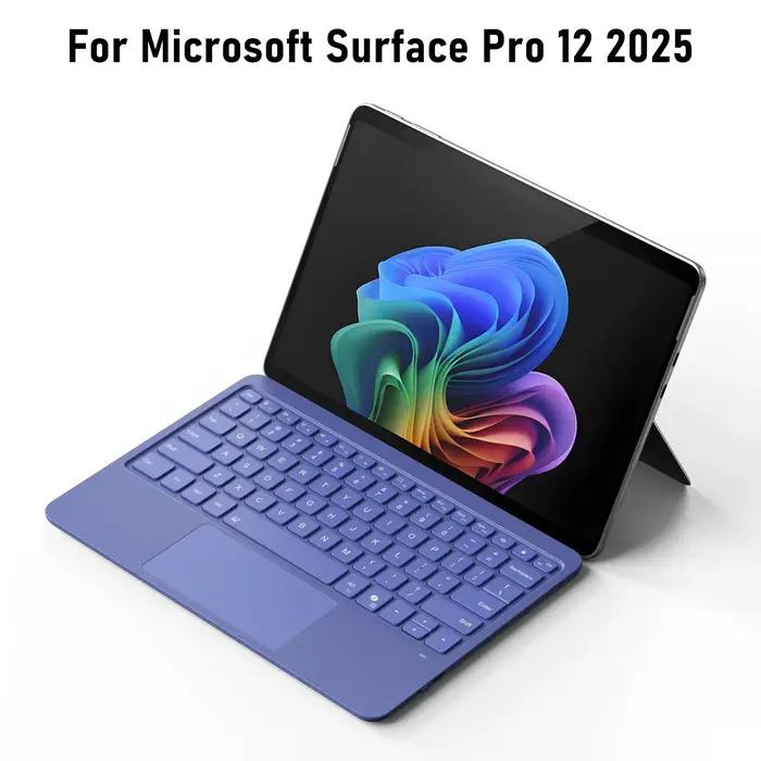Clavier Bluetooth PULUZ pour Microsoft Surface Pro 12 pouces, clavier rétro-éclairé multicolore, clavier multifonctionnel avec support pour ordinateurs de bureau et portables, clavier de jeu pour occasions spéciales