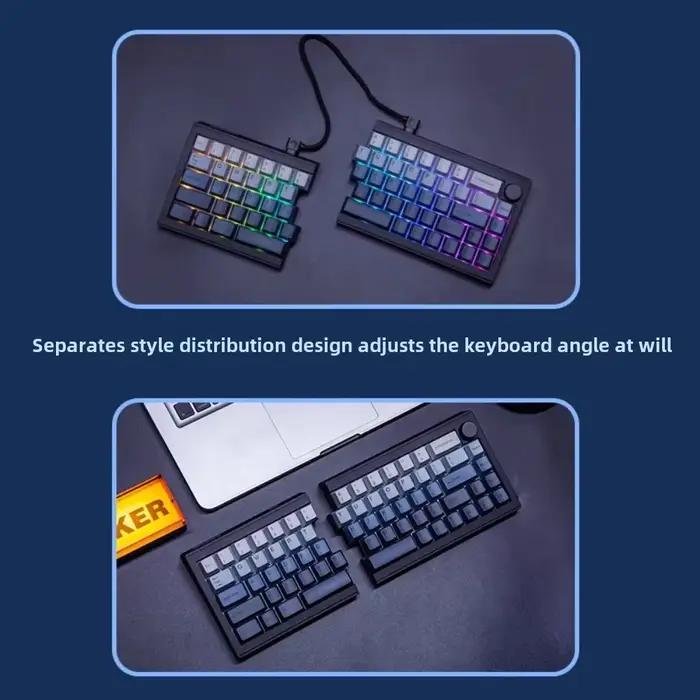 EPOMAKER Split65 clavier mécanique personnalisé fendu trois modes PBT keycap pleine touche échangeable à chaud 3000 mAh 68 touches QMK/VIA bouton