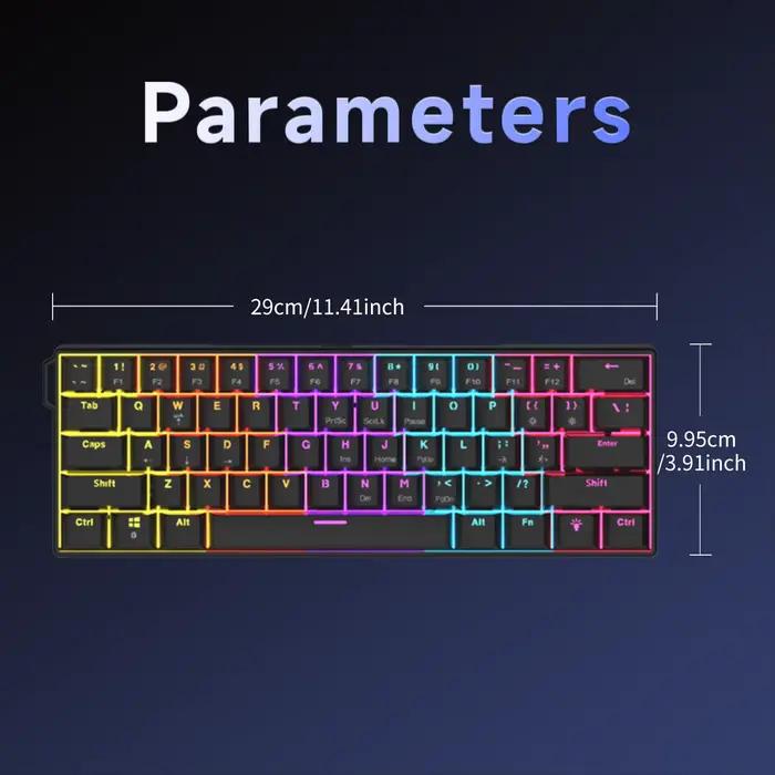 AJAZZ NK61 clavier mécanique de jeu filaire 60% rvb échangeable à chaud 61 touches commutateur rouge Mini
