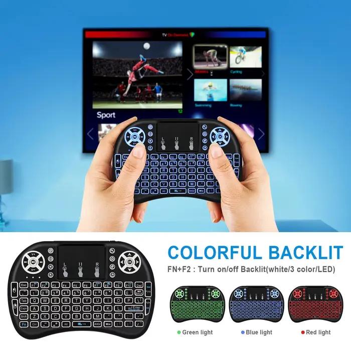Air Mouse rétro-éclairé Mini clavier sans fil Azerty langue française avec pavé tactile PC TV Box RGB Gamer Air Kit