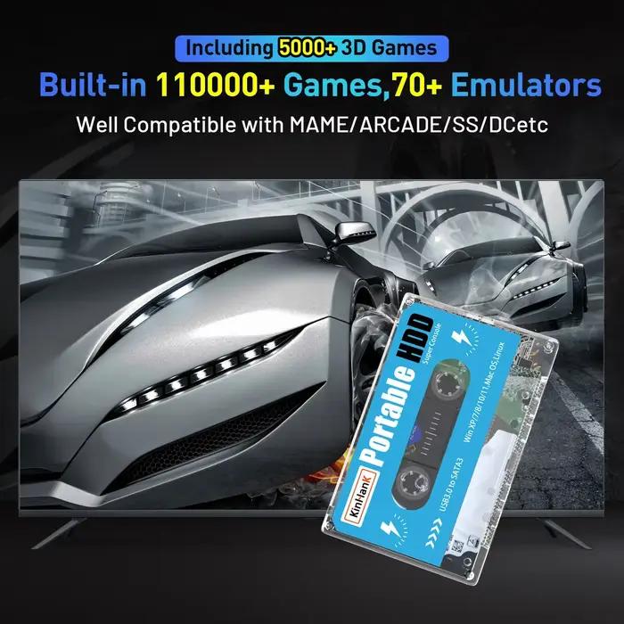 KINHANK 500G Gaming HDD Super Console 110000 jeux vidéo 70 emulatateurs MAME DC SS NAOMI PS2 PS1 Portable Plug and Play Batocera OS Occasions spéciales pour joueurs passionnés