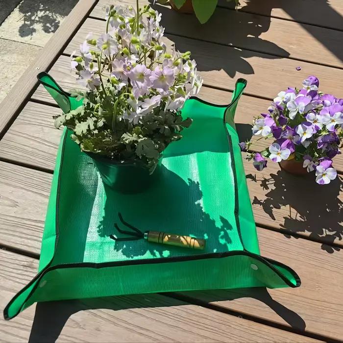 Tapis de jardinage vert pour plantes succulentes et autres plantes - Idéal pour le rempotage, le mélange de terre et l'entretien des plantes sur balcon.
