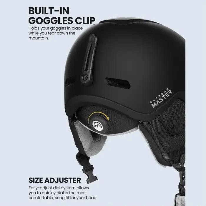 Casque de ski OutdoorMaster MIPS avec protège-oreilles, 8 aérations réglables, PC+EPS, haute qualité, pour snowboard, ski, skateboard, sports de plein air
