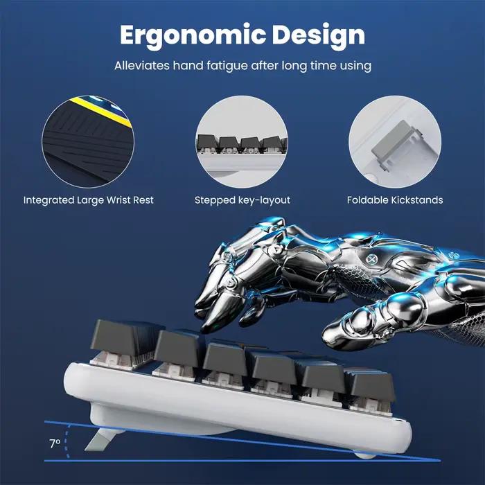 RK ROYAL KLUDGE RK918 clavier de jeu mécanique 100% 108 touches rétro-éclairage rvb avec Support de poignet grande lampe latérale d'amincage LED