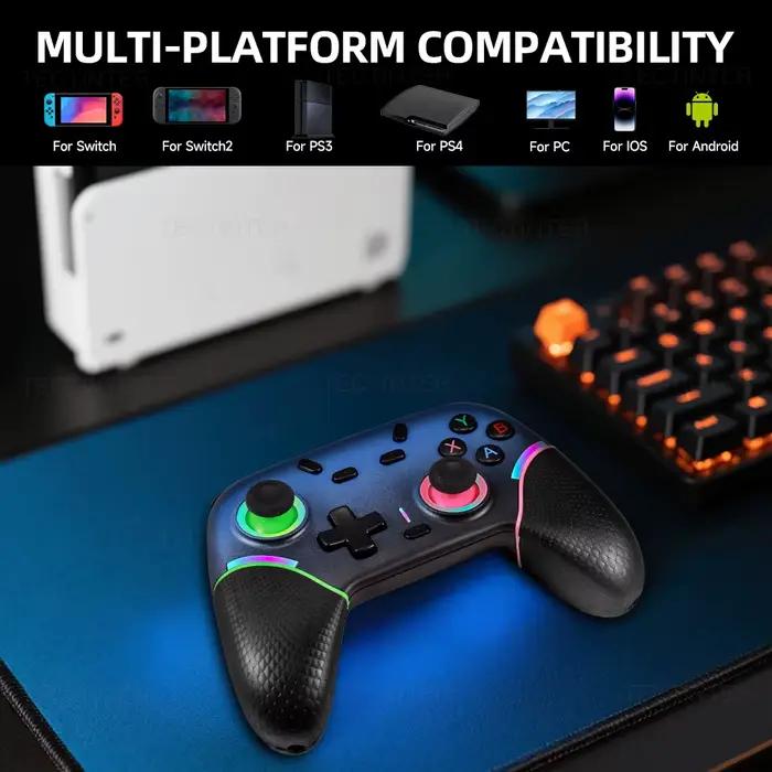RGB Sans Fil Bluetooth Contrôleur Pour Nintendo Commutateur 2/Commutateur 1/PS3/PS4 Console Gamepad pour Android/IOS/PC Joystick Controle