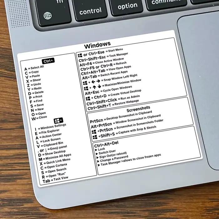 Autocollant de clé de raccourci pour ordinateur portable français