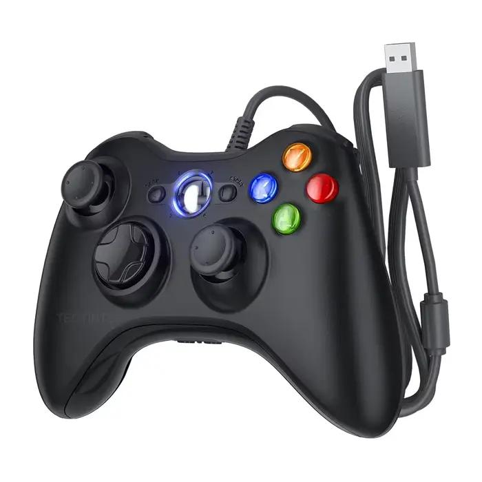 Manette de jeu filaire USB pour Xbox 360, manette de jeu PC Windows 7/8/10, double vibration, bouton Accueil central, câble USB de 2 mètres, joystick pour console et ordinateur