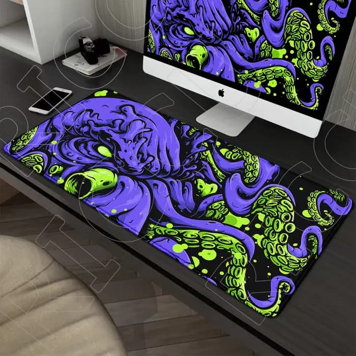 Tapis de souris punk poulpe monstre de mer, grand clavier de Gamer, tapis de bureau, pour ordinateur de jeu, XXL étendu 30x60cm, accessoires de bureau