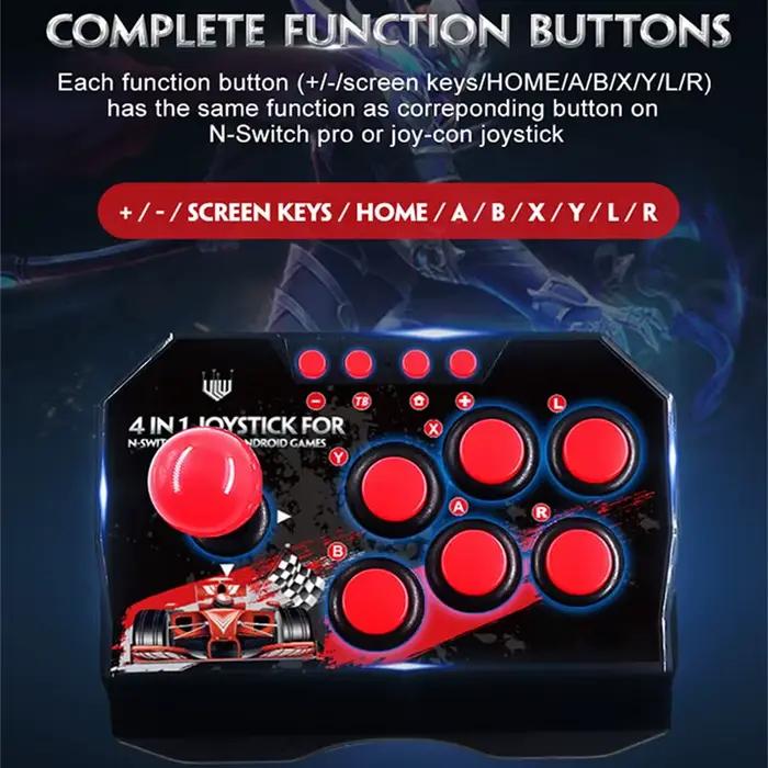 GAMINJA NS002 4 En 1 Rétro Arcade Console Jeu Joystick Rocker Fighting Controller pour Nintendo Commutateur PS3 PC Android TV