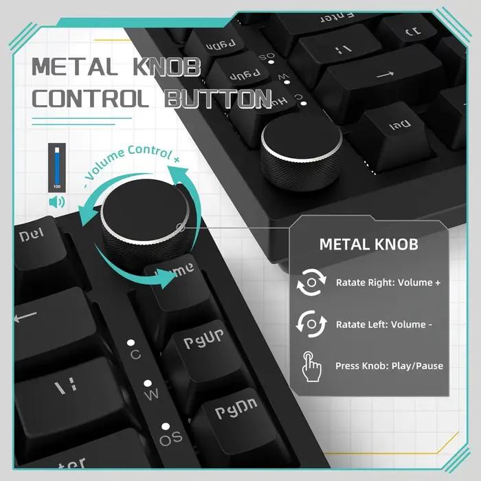 AJAZZ AK820 filaire avec boutons de Volume rotatifs touches remplaçables à chaud pour claviers mécaniques de bureau et de maison