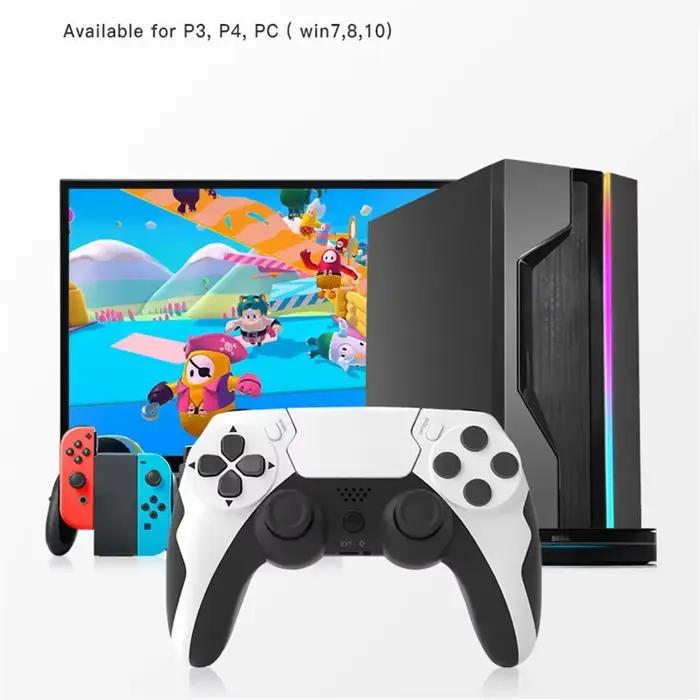 GAMINJA contrôleur sans fil Bluetooth manette Double Vibration 6 axes Joypad pavé tactile Microphone écouteur Port pour PS4 PS3 PC