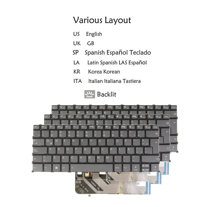 Clavier d'ordinateur portable rétro-éclairé pour Lenovo IdeaPad 1-14ADA7 1-14ALC7 1-14AMN7 1-14IAU7 1-14IGL7 1-14IJL7 US UK LA espagnol coréen italien